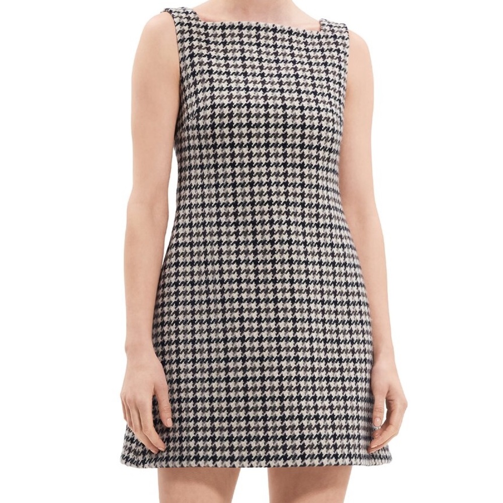 Theory High Square Neck Wool Mini Dress